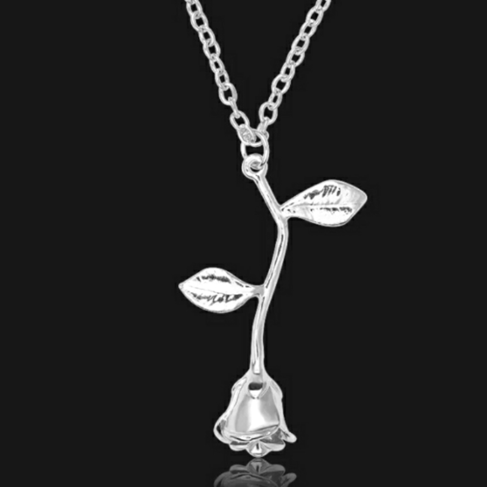 🌹Belle's🌹Enchanted🌹Silver🌹Rose🌹Necklace🌹
